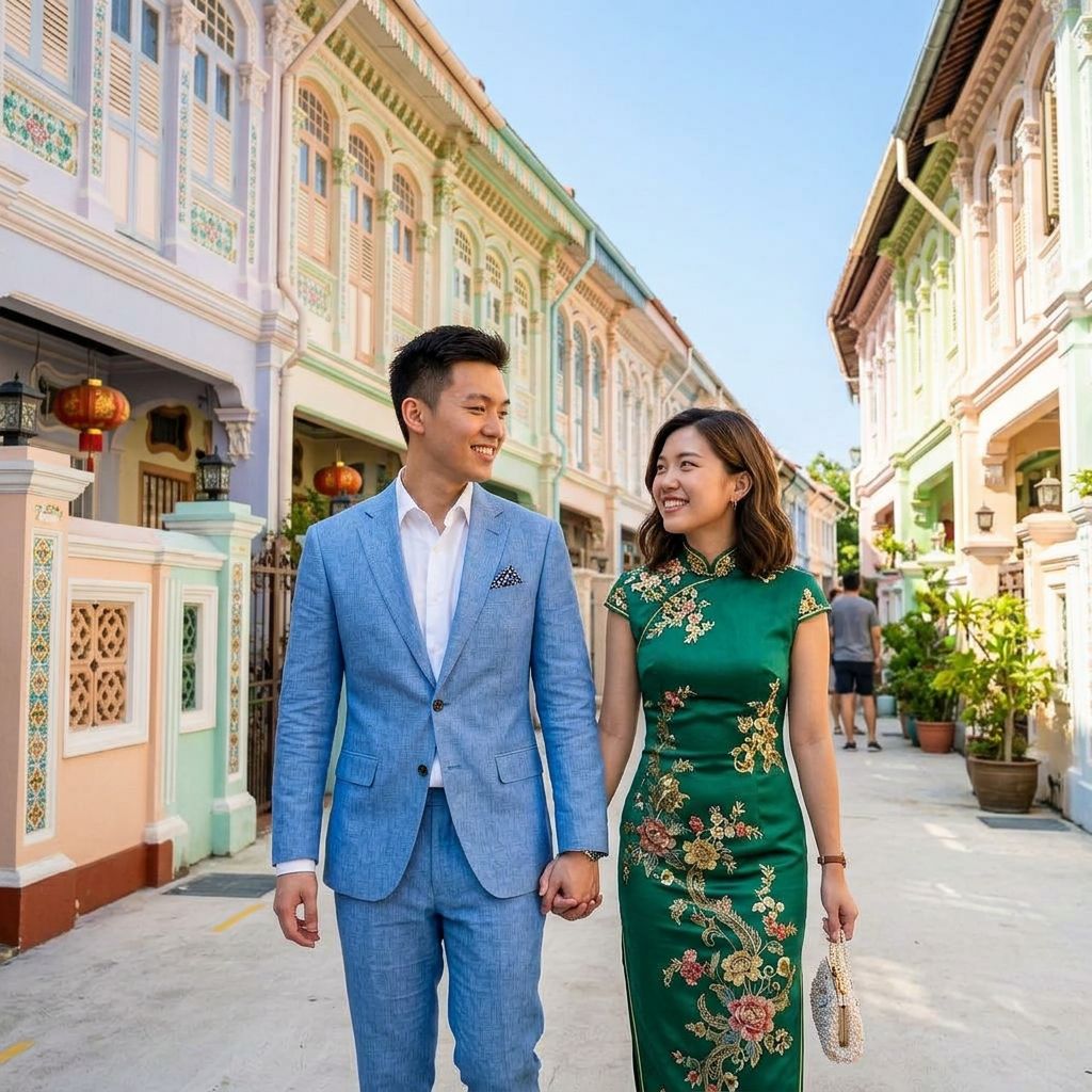 AI heritage portrait at Joo Chiat Singapore shophouses