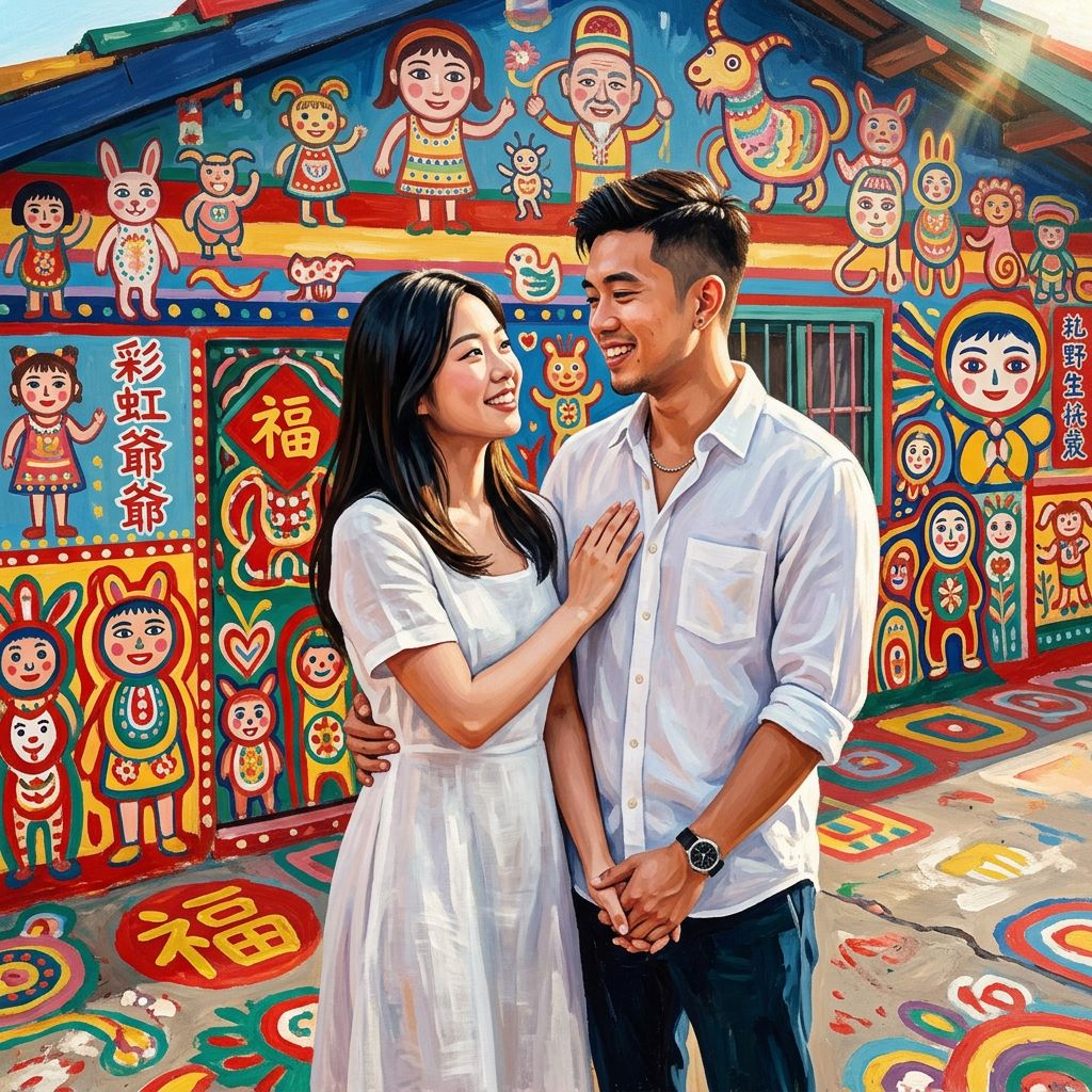 AI pre-wedding photo in Jiufen Taiwan lantern street